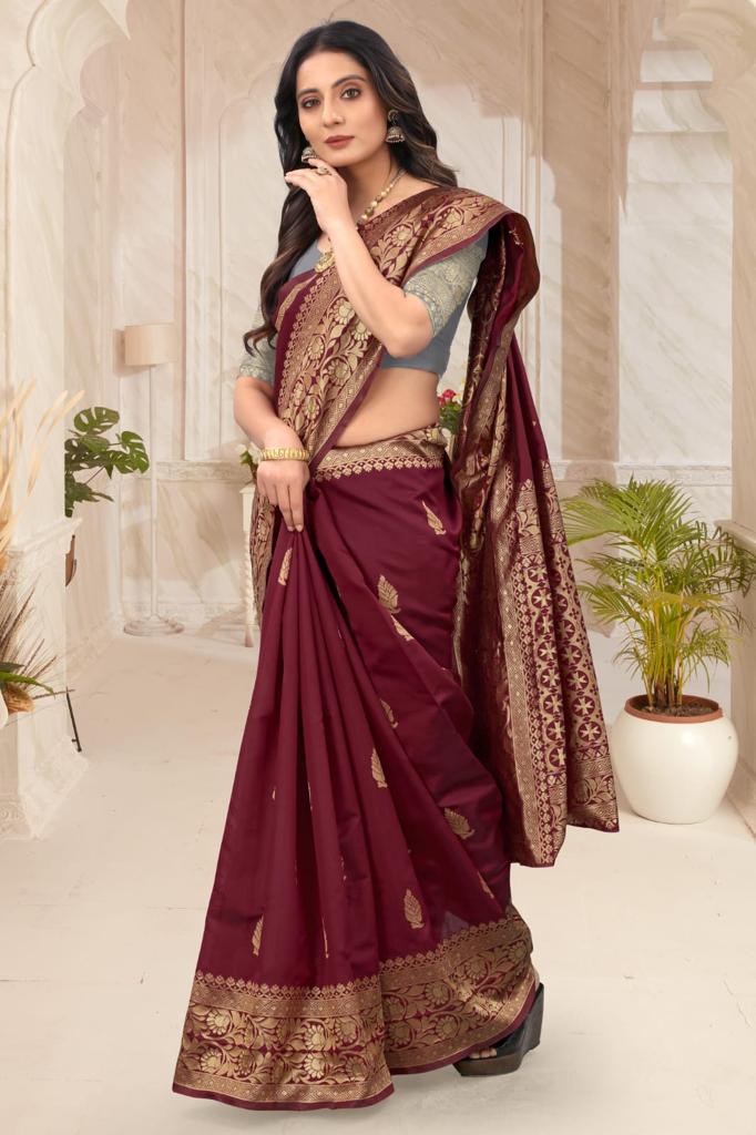 Buy SWANNAH Woven Kanjivaram Pure Silk Maroon Sarees Online @ Best Price In  India | Flipkart.com