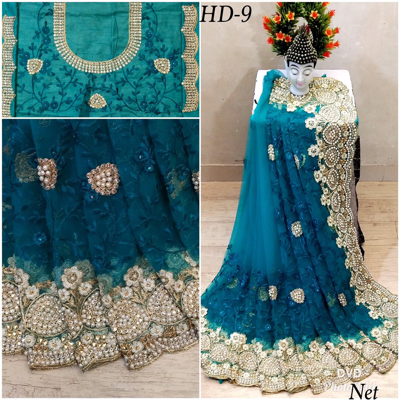 Heavy beads and #stonework #Saree with unstitched blouse material