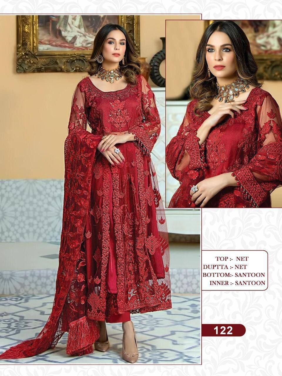 HEAVY NET EMBROIDERY SEQUENCE MOTI WORK SALWAR KAMEEZ SUIT MAROON ...