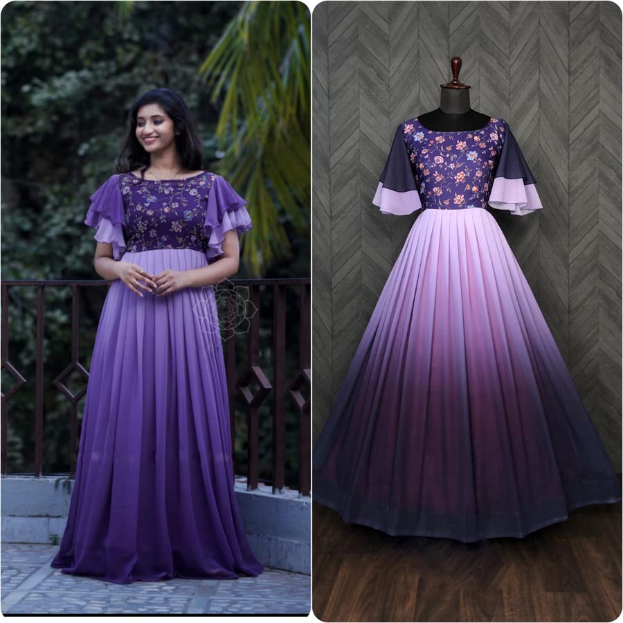 Women Semi Stitch Party Wear Long Gown Dresses Indian Ethnic Western Style  at Rs 3450 in Delhi