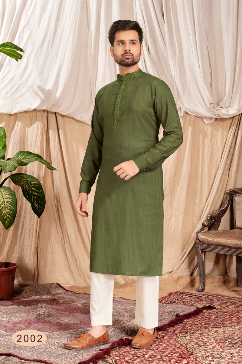 Grey Jacquard Mehndi Kurta Pyjama