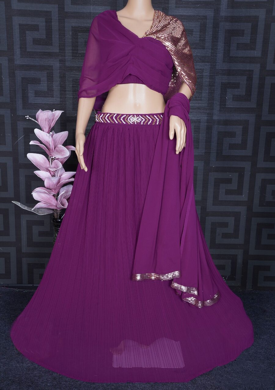 Grey Color Party Wear Designer Lehenga Choli With Belt :: ANOKHI FASHION