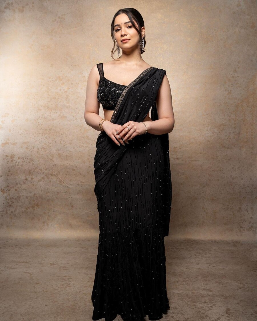 Partywear Black Fancy Lycra Lehenga Saree | InMonarch